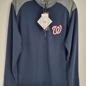 Mens Washington Nationals MLB Antigua Velocity 1/2 Zip Lightweight Jacket Size M